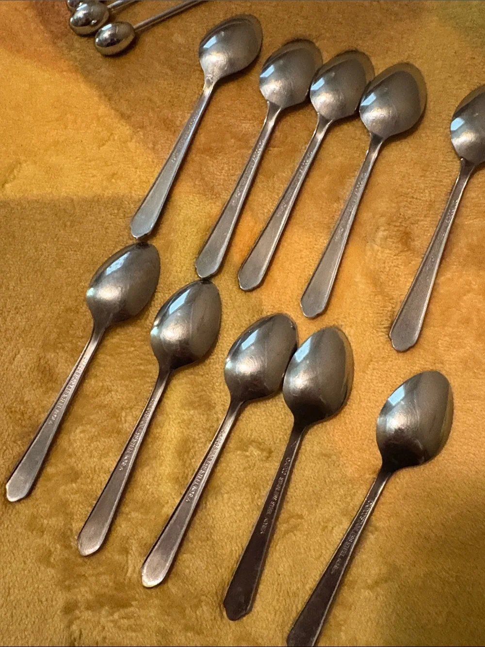 Set of 10 Stainless Steel Teaspoons with 4 Cocktail Picks